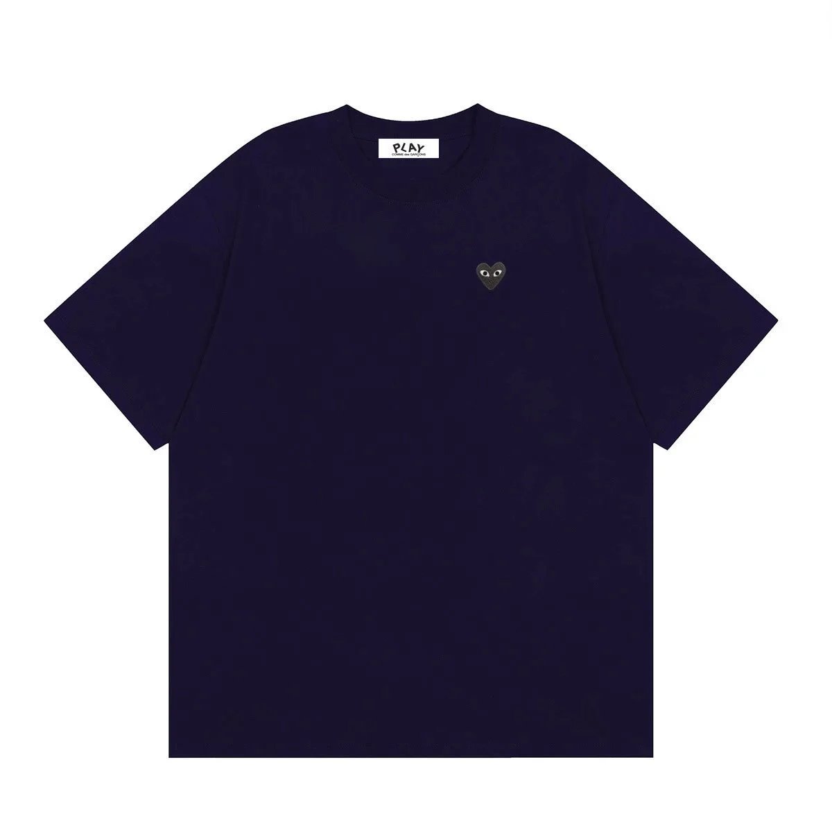 Comme des Garçons PLAY T-Shirts Short-Sleeve T-Shirt with Heart-Eyes Graphic Print — 04 Black