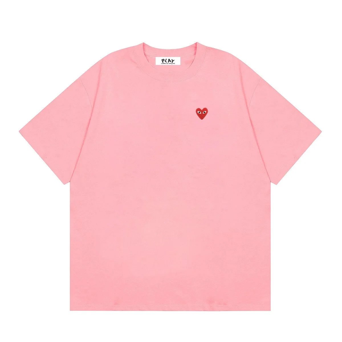 Comme des Garçons PLAY T-Shirts Short-Sleeve T-Shirt with Heart-Eyes Graphic Print — 03 Pink