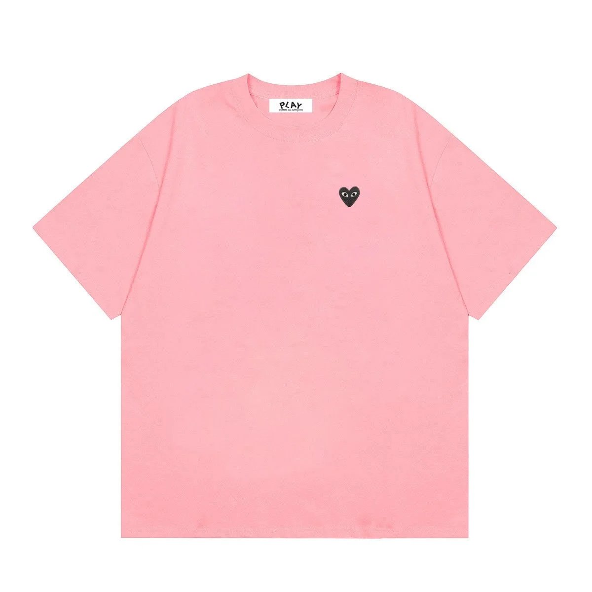 Comme des Garçons PLAY T-Shirts Short-Sleeve T-Shirt with Heart-Eyes Graphic Print — 04 Pink