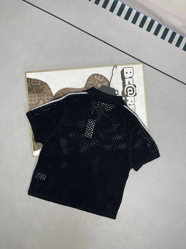 adidas Knitwear Crochet-knit short-sleeve polo product detail image 4
