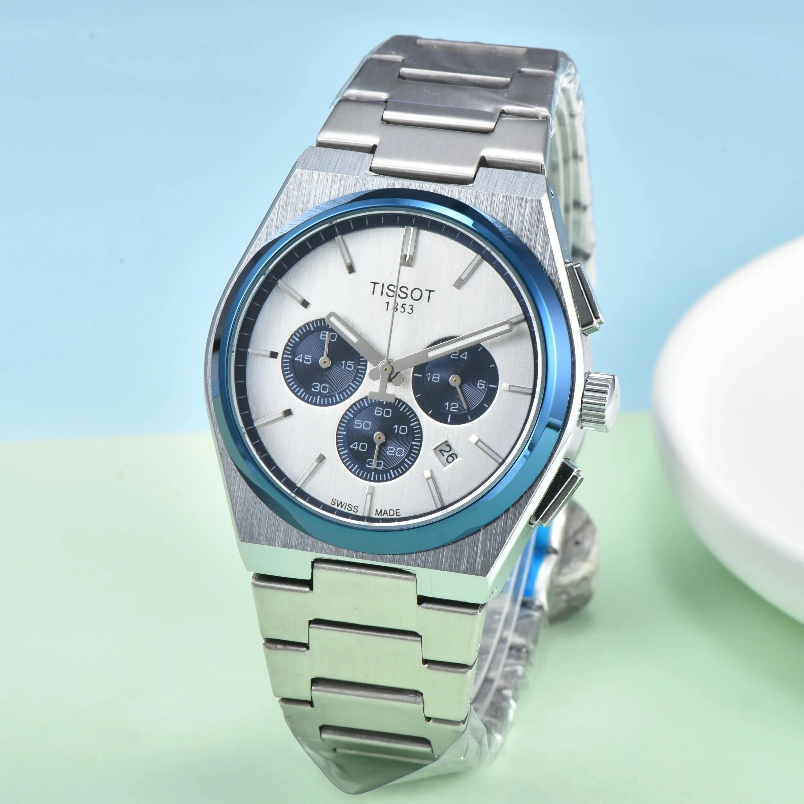 Tissot Watches Stainless Steel Chronograph Watch with Integrated Bracelet image 6