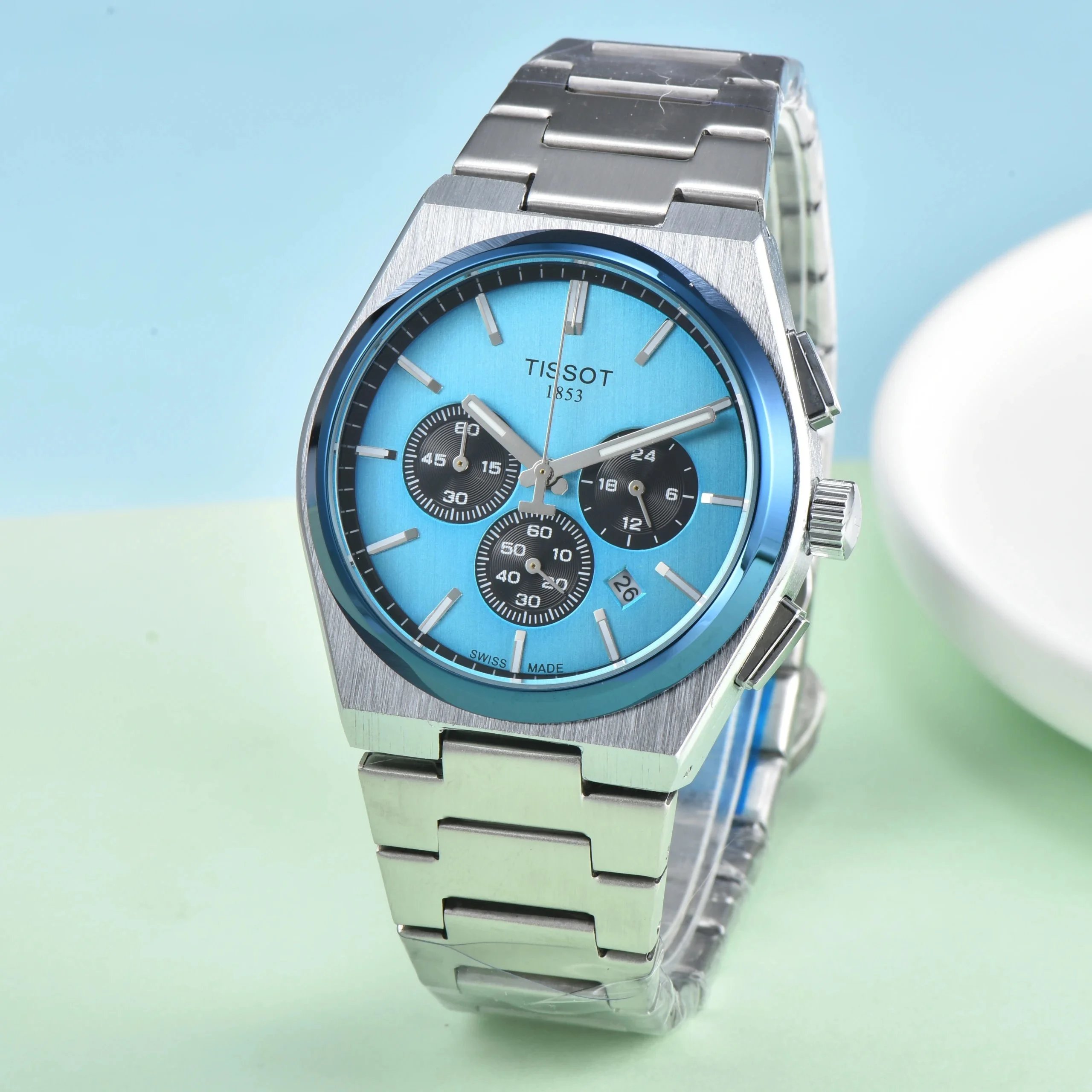 Tissot Watches Stainless Steel Chronograph Watch with Integrated Bracelet image 7