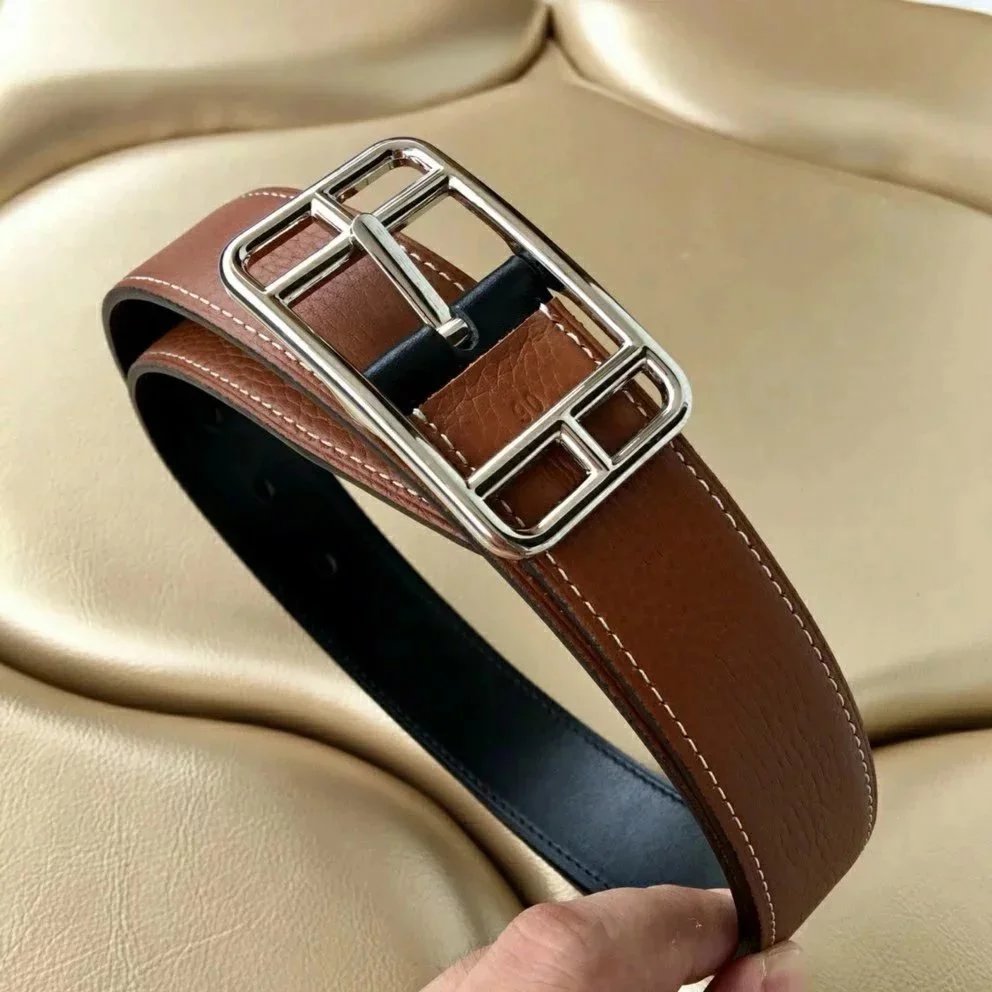 Unbranded Belts Pebbled Leather Pin Buckle Belt — earthy yellow silver buckle (take notes on waist circumference or height and weight)