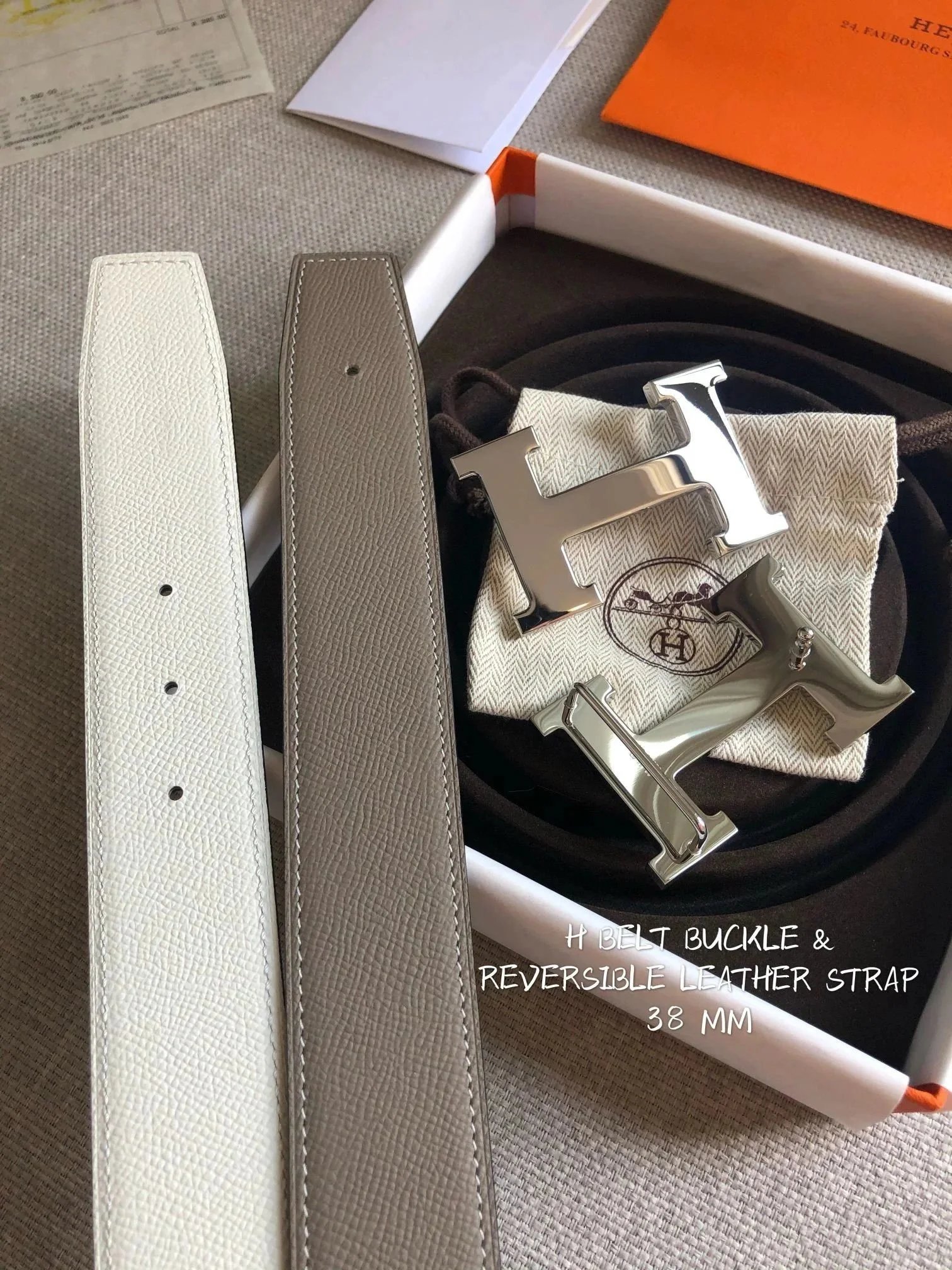 Hermès Belts 38 mm Reversible Leather H-Buckle Belt image 6