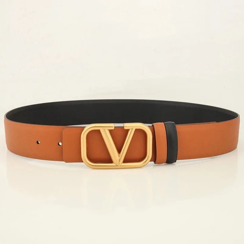 Valentino Belts V-logo buckle belt — Khaki Ancient Gold