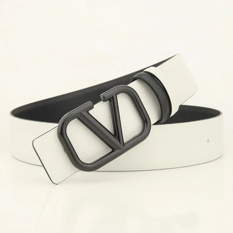 Valentino Belts V-logo buckle belt — White, black buckle