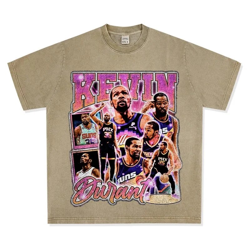 Unbranded T-Shirts Kevin Durant graphic crewneck — Washed khaki short-sleeve