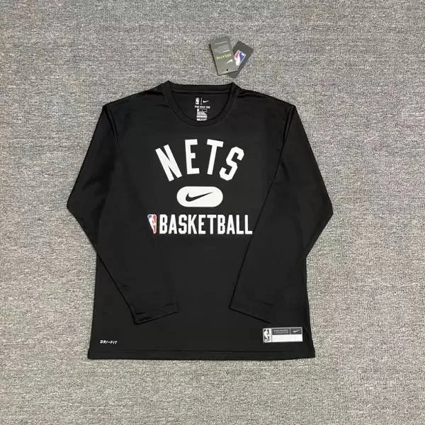 Nike T-Shirts NBA basketball long-sleeve Dri-FIT T-shirt — Nets (black) quick-dry long-sleeve