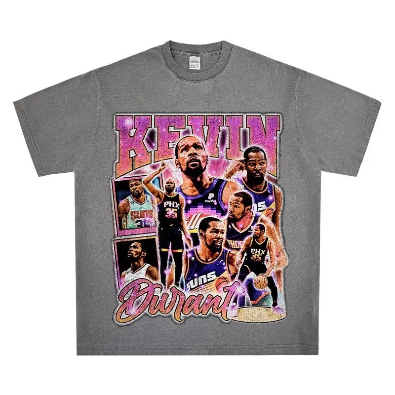Unbranded T-Shirts Kevin Durant graphic crewneck — Washed dark gray short-sleeve