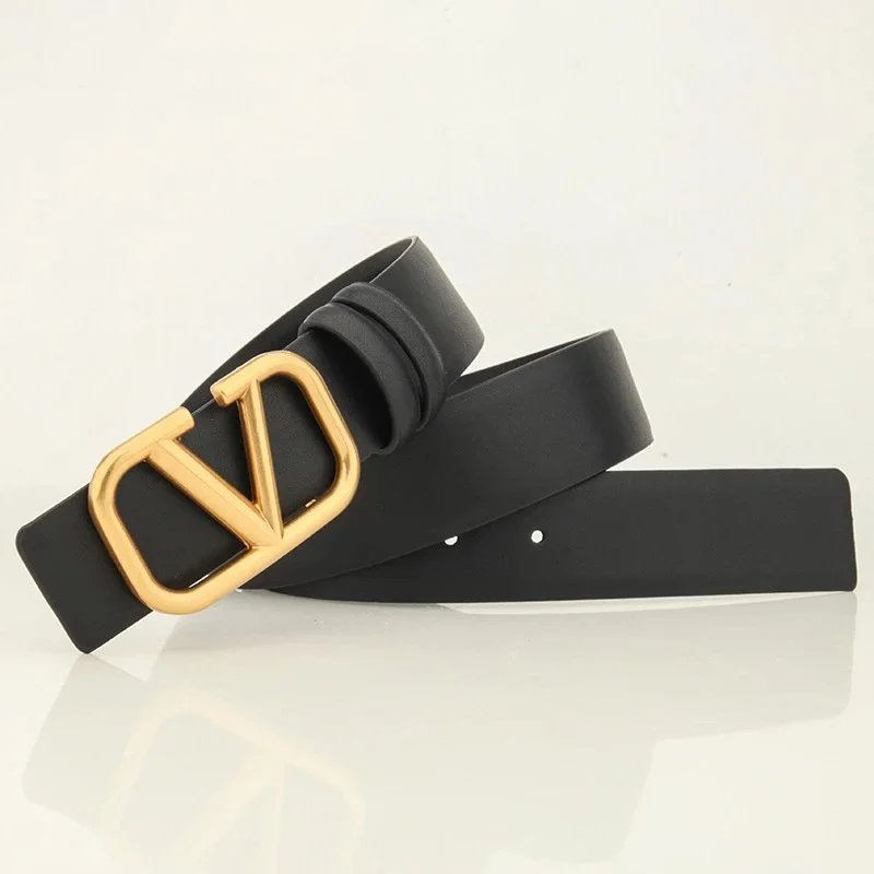 Valentino Belts V-logo buckle belt — Black Ancient Gold