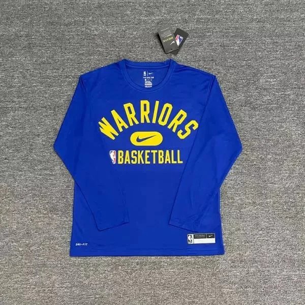 Nike T-Shirts NBA basketball long-sleeve Dri-FIT T-shirt — Warriors (blue) quick-dry long-sleeve