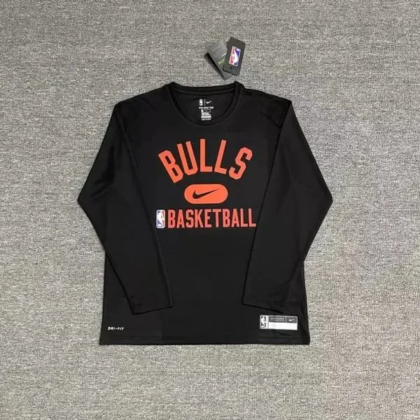 Nike T-Shirts NBA basketball long-sleeve Dri-FIT T-shirt — Bull (black) quick-drying long-sleeve
