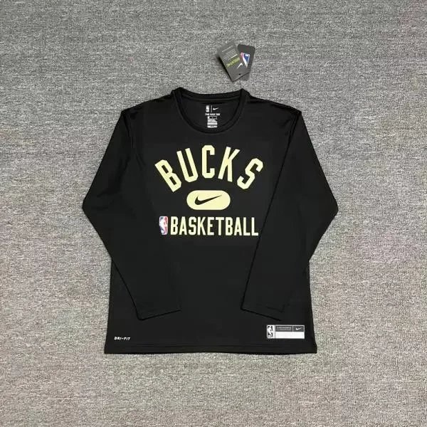 Nike T-Shirts NBA basketball long-sleeve Dri-FIT T-shirt — Deer (black) quick-drying long-sleeve