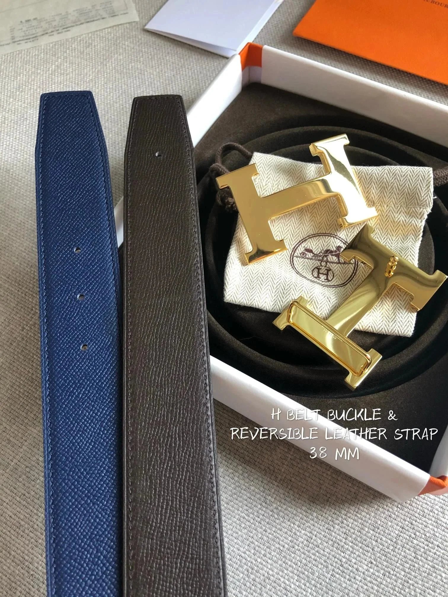 Hermès Belts 38 mm Reversible Leather H-Buckle Belt image 12