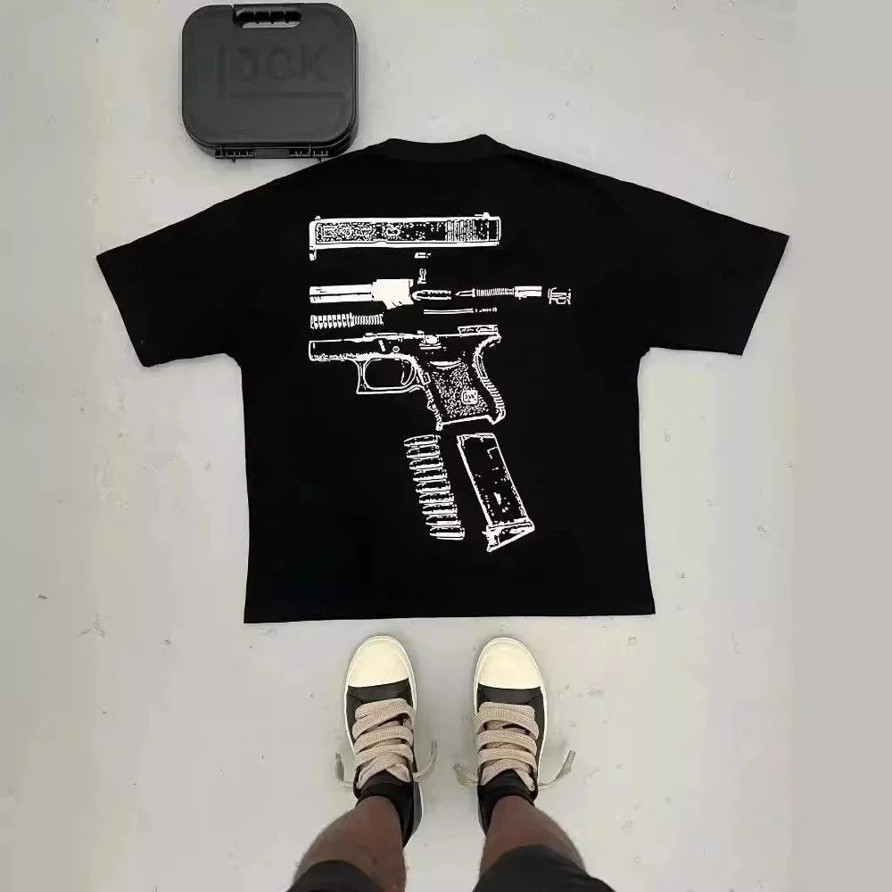 Glock T-Shirts Short-Sleeve Graphic T-Shirt with "IN WE TRUST" and Pistol Print image 4
