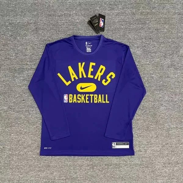 Nike T-Shirts NBA basketball long-sleeve Dri-FIT T-shirt — Lakers (purple) quick-dry long-sleeve