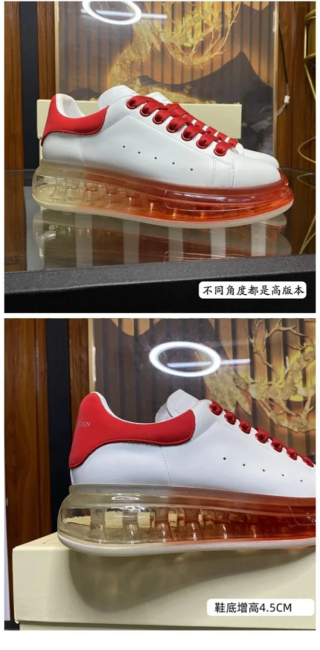 Alexander McQueen Sneakers Leather low-top with transparent air-cushion sole product detail image 2