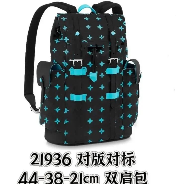 Louis Vuitton Backpacks Flap-top backpack with buckle straps and side pockets — 21936 electric blue flower