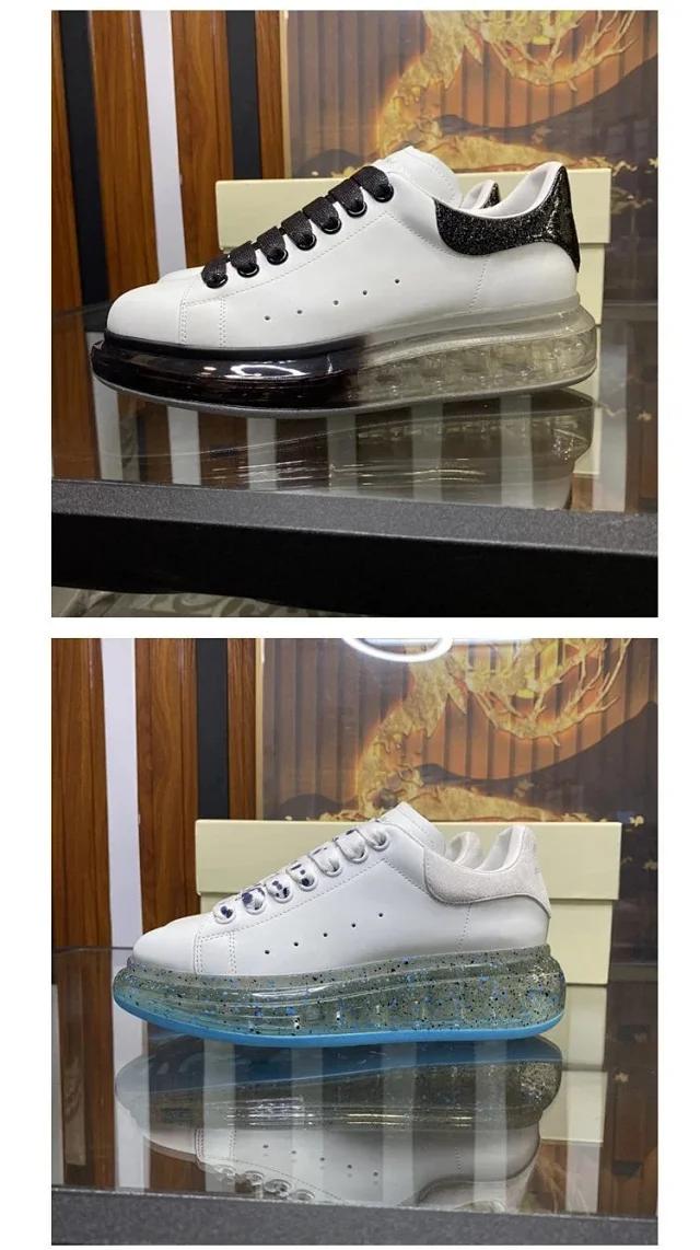 Alexander McQueen Sneakers Leather low-top with transparent air-cushion sole product detail image 7