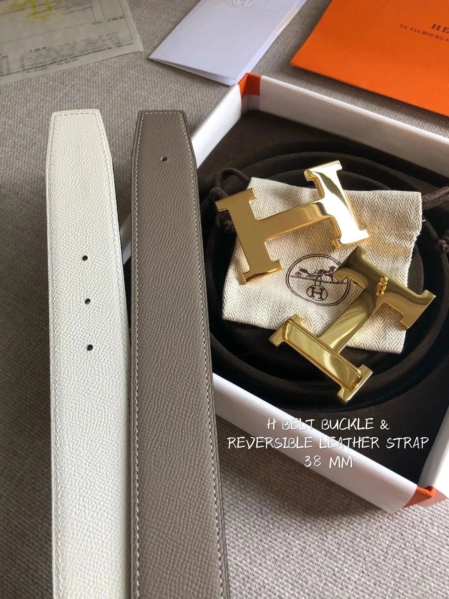 Hermès Belts 38 mm Reversible Leather H-Buckle Belt image 2