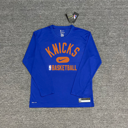 Nike T-Shirts NBA basketball long-sleeve Dri-FIT T-shirt — Knicks (blue) quick-dry long-sleeve