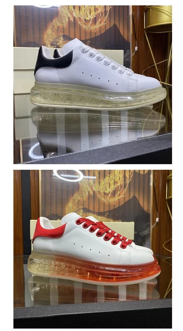Alexander McQueen Sneakers Leather low-top with transparent air-cushion sole product detail image 5