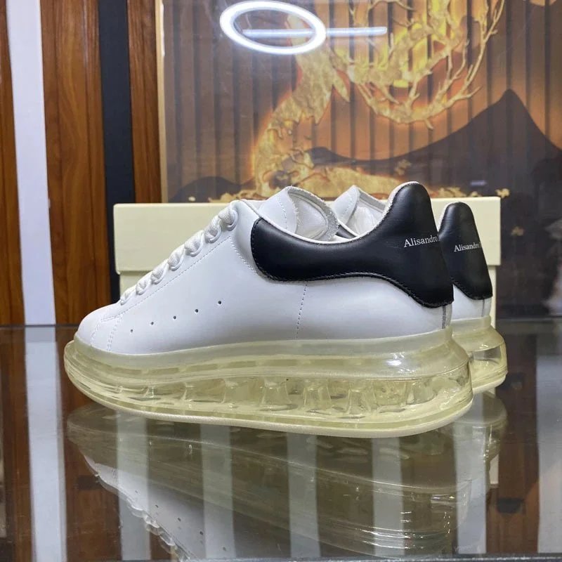 Alexander McQueen Sneakers Leather low-top with transparent air-cushion sole — Air Cushion Black Leather Tail