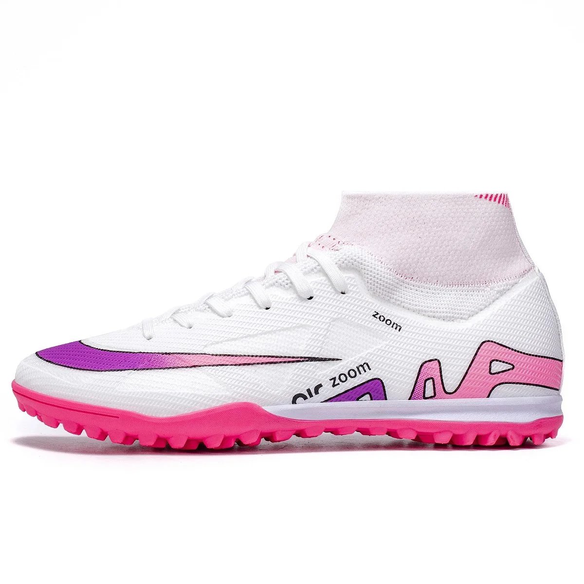 Nike Sneakers Air Zoom high-top football cleats — white rose red broken nail