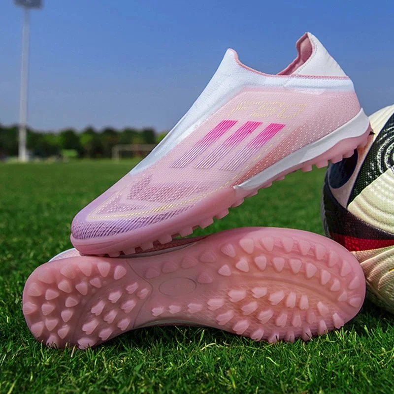 Unbranded Boots F50 Laceless Studded Football — Pink with tiny studs