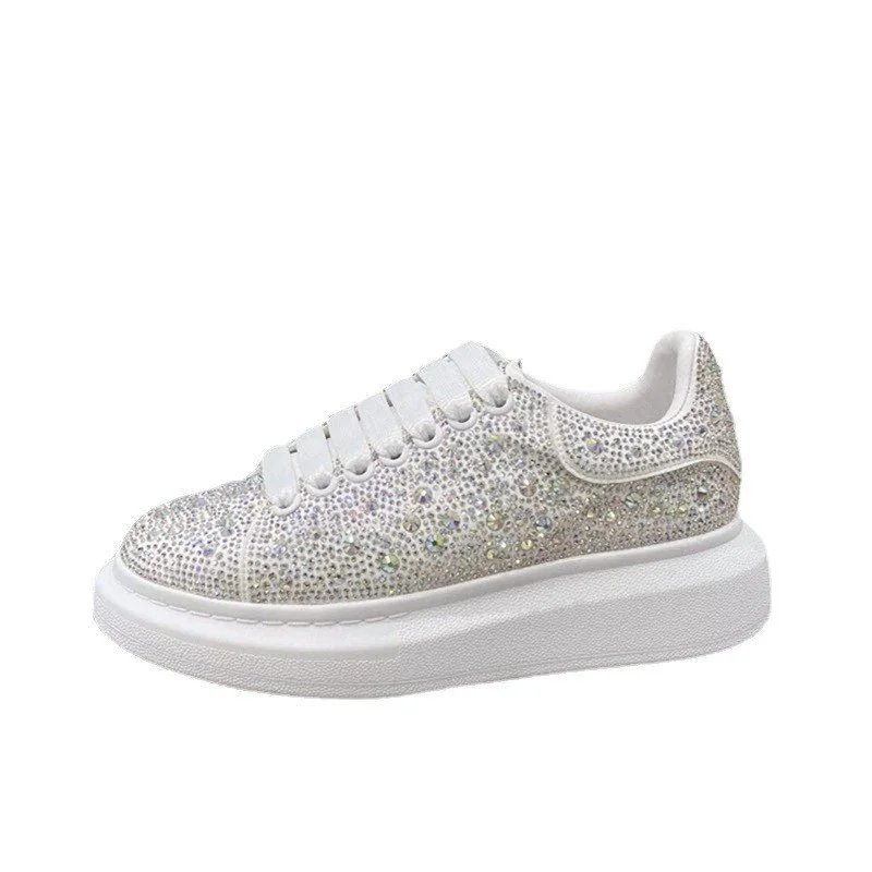 Unbranded Sneakers Low-top crystal-embellished lace-up with thick sole image 5