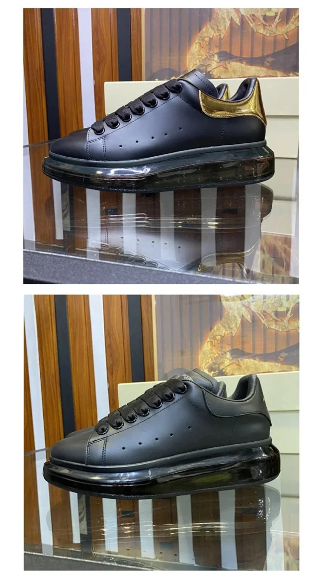 Alexander McQueen Sneakers Leather low-top with transparent air-cushion sole product detail image 8