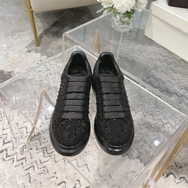 Unbranded Sneakers Low-top crystal-embellished lace-up with thick sole product detail image 1