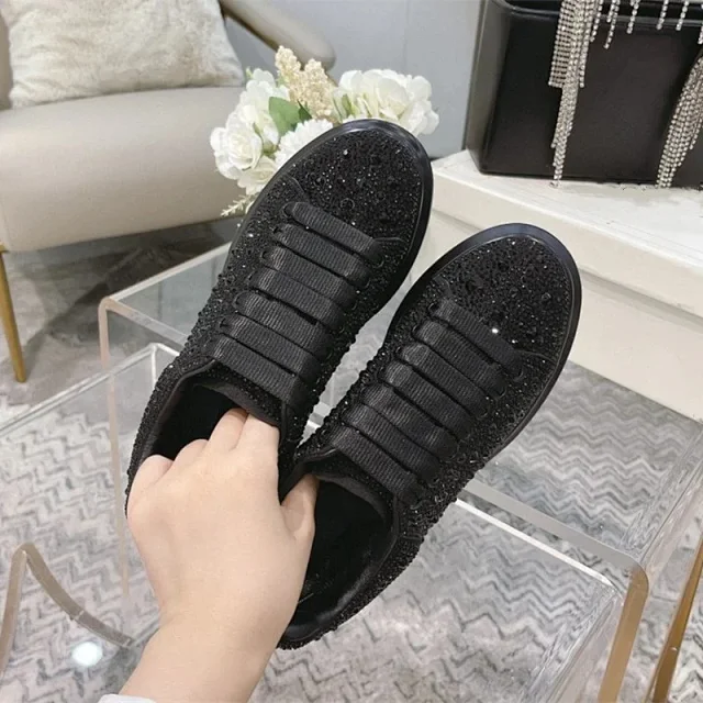 Unbranded Sneakers Low-top crystal-embellished lace-up with thick sole product detail image 2