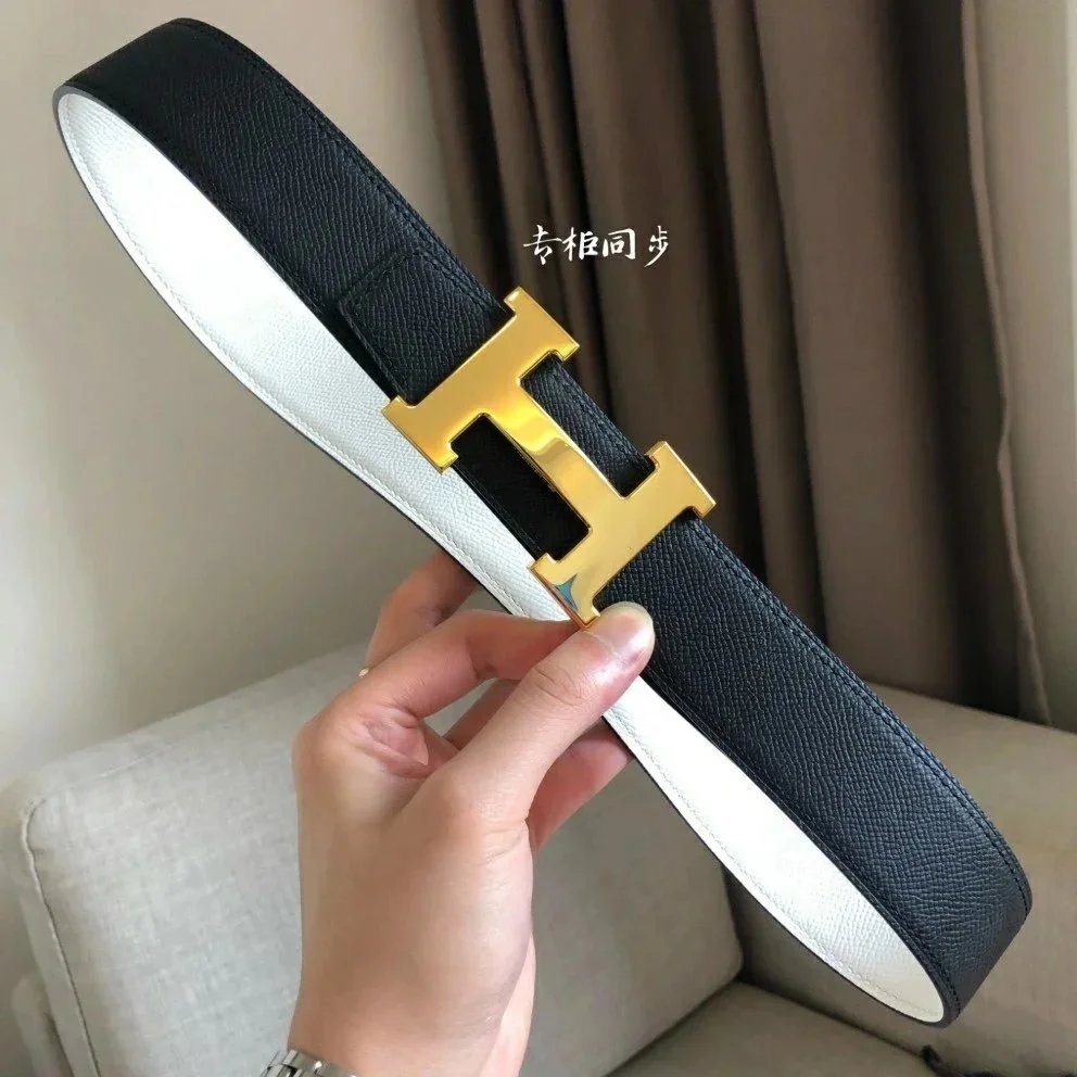 Hermès Belts 38 mm Reversible Leather H-Buckle Belt — Black with gold buckle (please note your waist size or height and weight when placing your order)