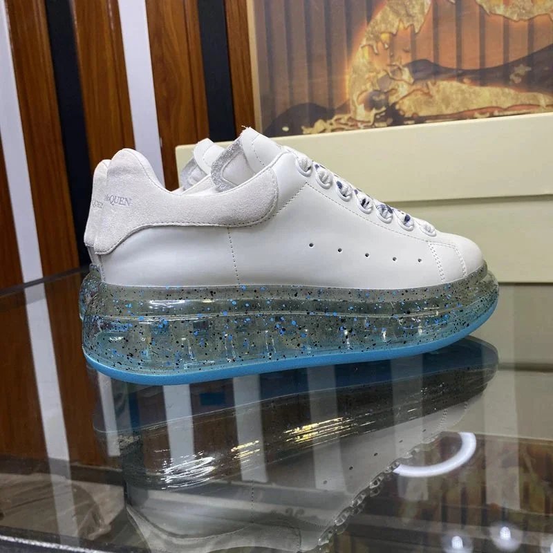 Alexander McQueen Sneakers Leather low-top with transparent air-cushion sole — Air cushion white velvet tail