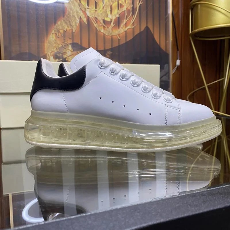 Alexander McQueen Sneakers Leather low-top with transparent air-cushion sole image 4