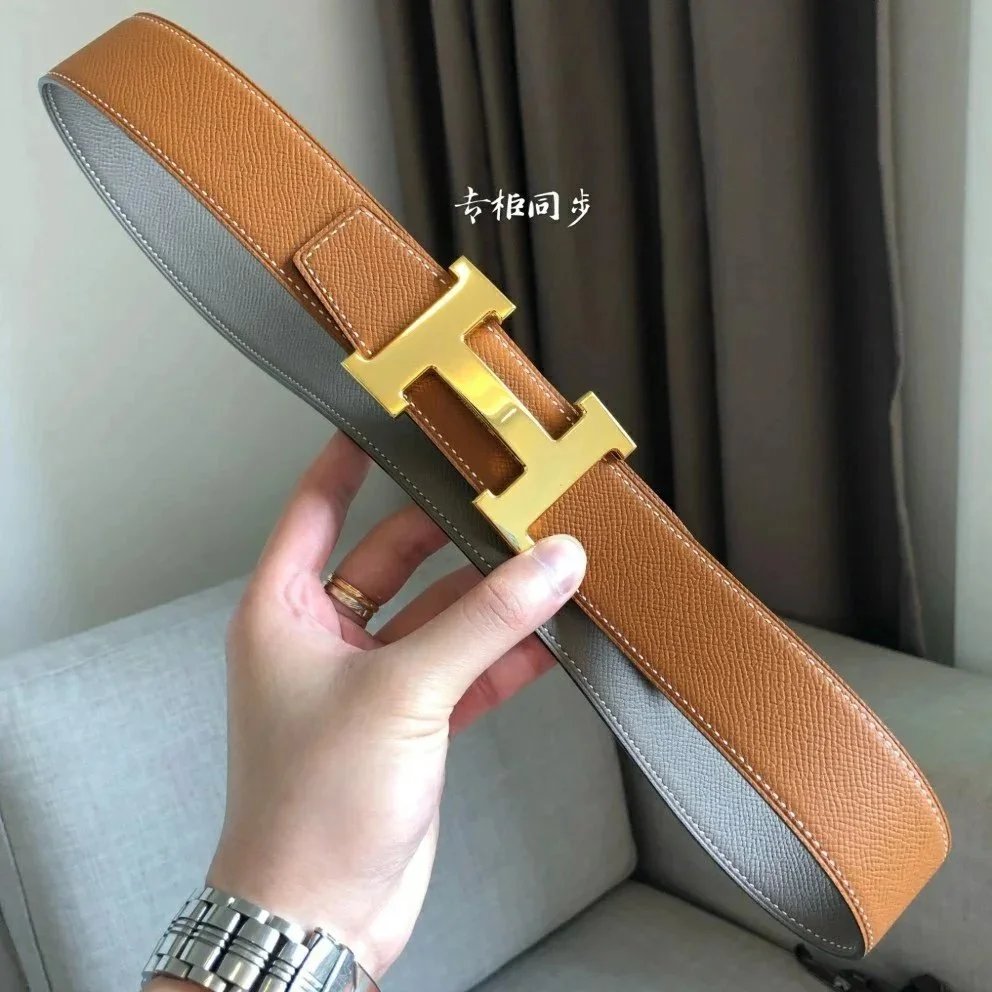 Hermès Belts 38 mm Reversible Leather H-Buckle Belt — Gold buckle (take notes on waist circumference or height and weight)