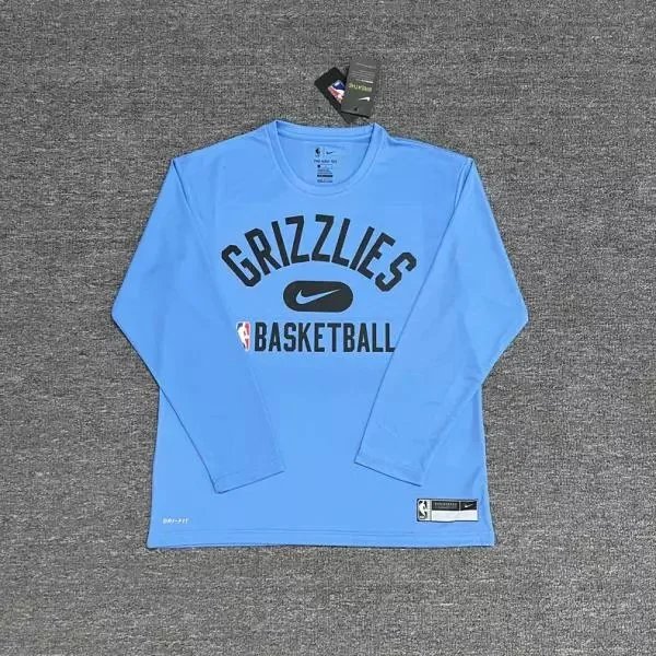 Nike T-Shirts NBA basketball long-sleeve Dri-FIT T-shirt — Grizzly (Light Blue) Quick-Dry Long-Sleeve
