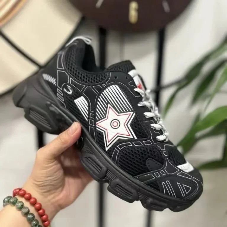 Dior Sneakers Mesh Lace-Up Chunky Sole — Black and red
