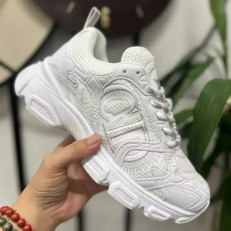 Dior Sneakers Mesh Lace-Up Chunky Sole — white