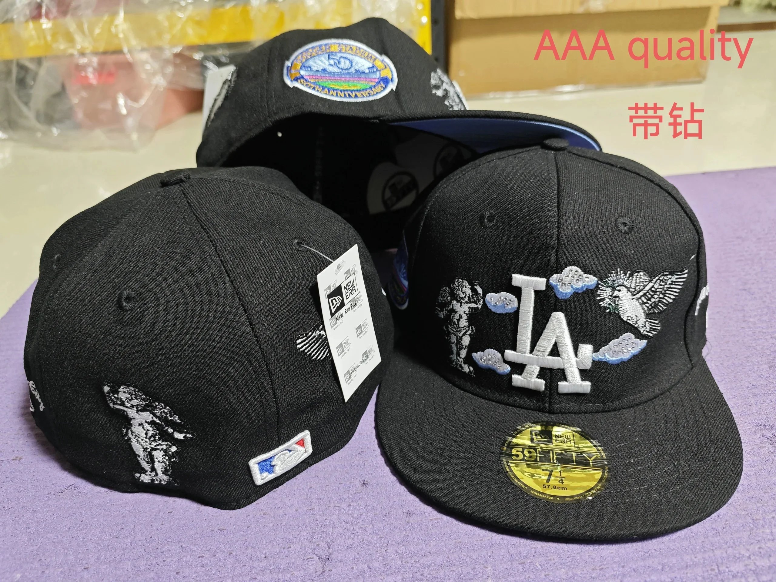 New Era Hats 59FIFTY fitted flat-brim baseball cap with Los Angeles Dodgers embroidery image 2