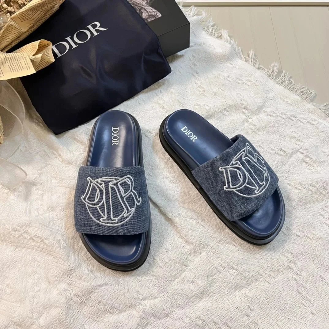 Dior Slippers CD-logo slide — Denim blue