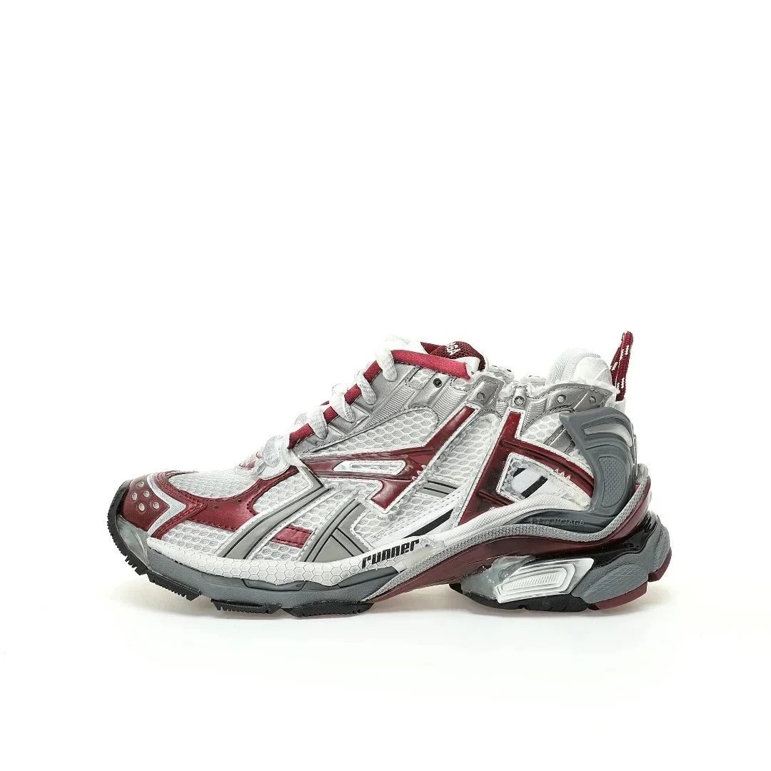 Balenciaga Runner Burgundy and White Running Shoes