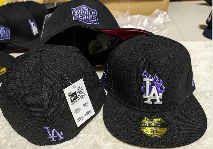 New Era Hats 59FIFTY fitted flat-brim baseball cap with Los Angeles Dodgers embroidery image 3