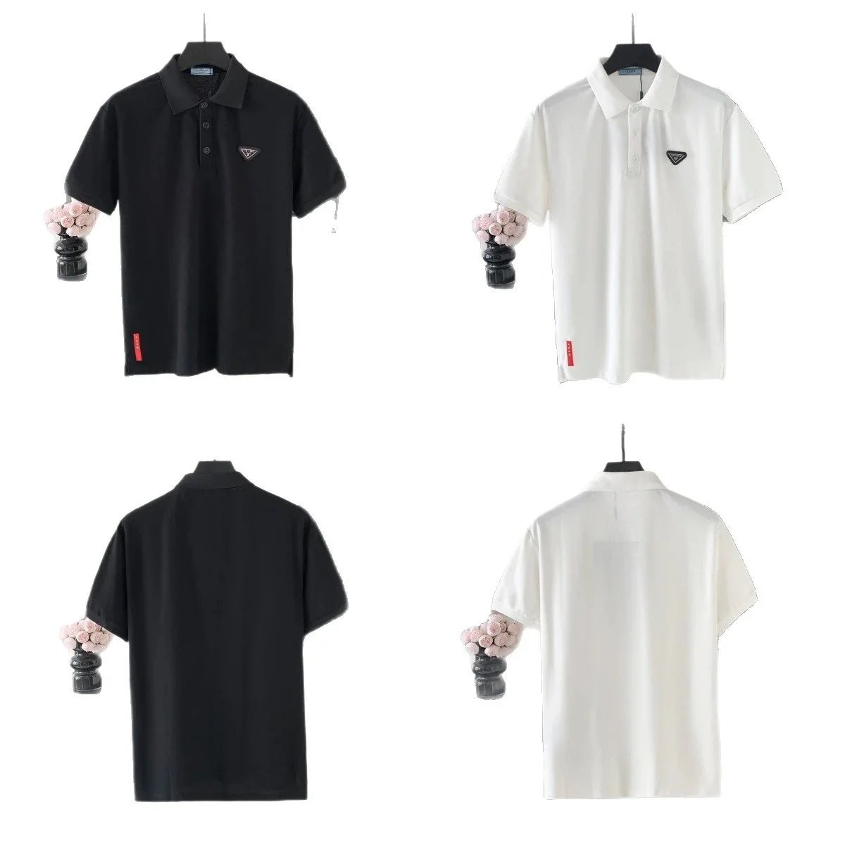 Prada Shirts Short-Sleeve Polo Shirt with Triangle Logo Patch image 5