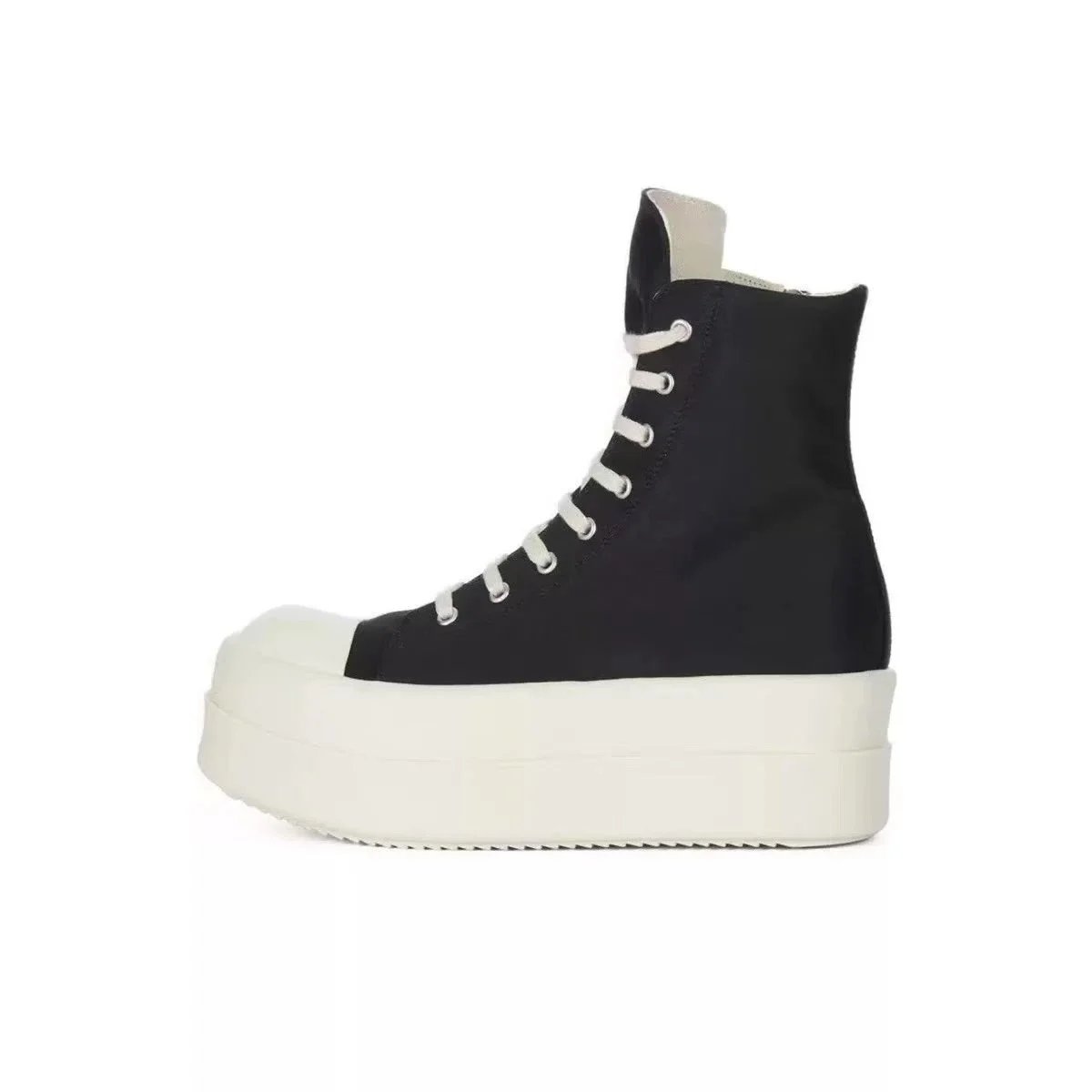 Unbranded Sneakers High-Top Platform Lace-Up — Black and white canvas