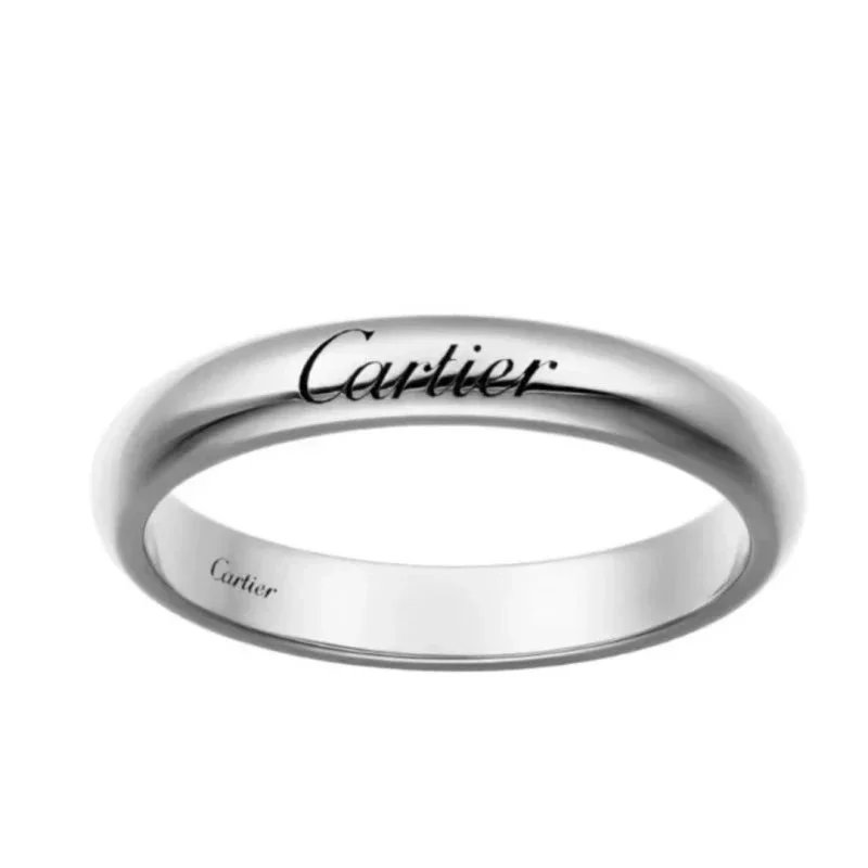 Cartier Jewelry Engraved Signature Band Ring — Round [signature without drill] white gold