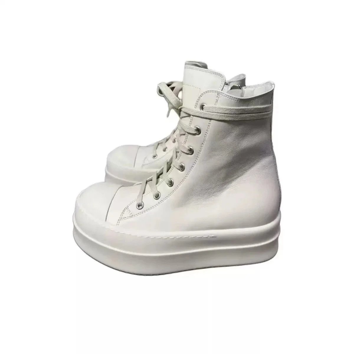 Unbranded Sneakers High-Top Platform Lace-Up — White leather surface