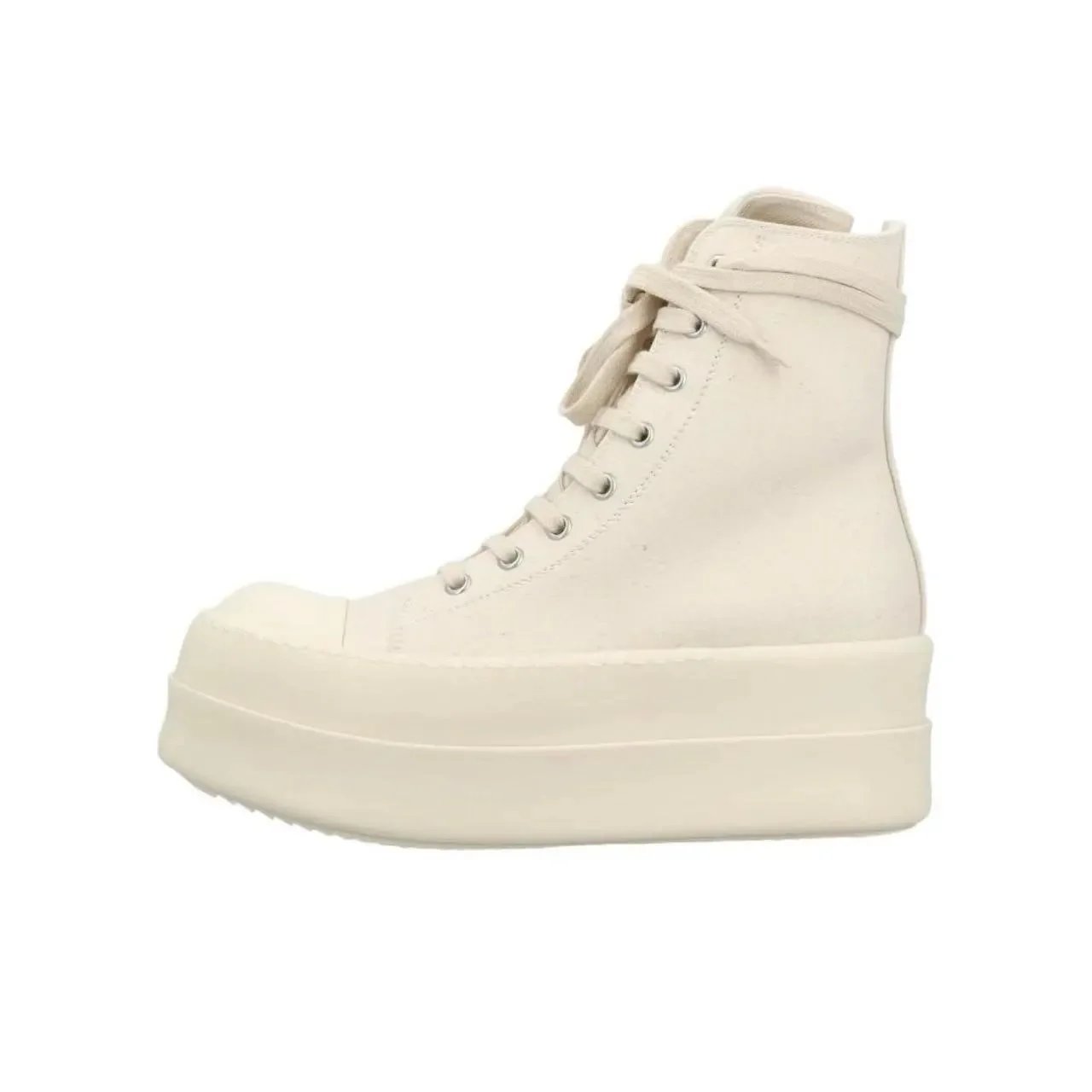 Unbranded Sneakers High-Top Platform Lace-Up — Pure white canvas