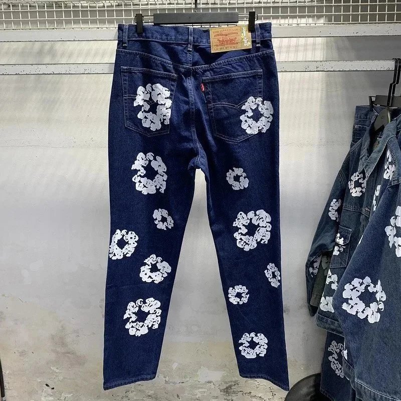 Levi's Jackets All-over floral print denim jacket — Dark blue pants